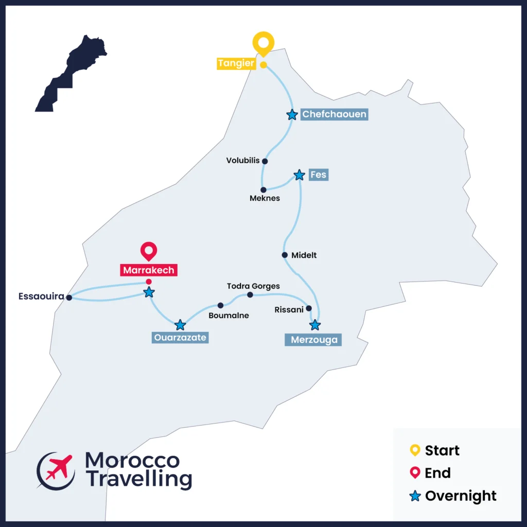 9 Days Tour From Tangier To Marrakech & Desert Tour