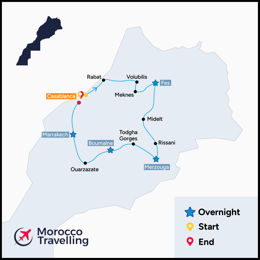 Morocco Travelling 7 Days Tour from Casablanca