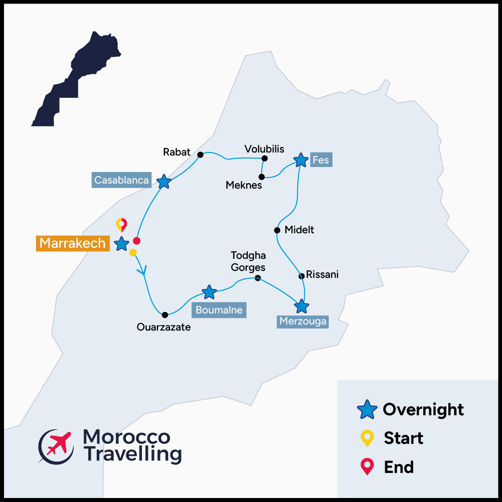 Morocco Travelling 8 day itinerary from Marrakech